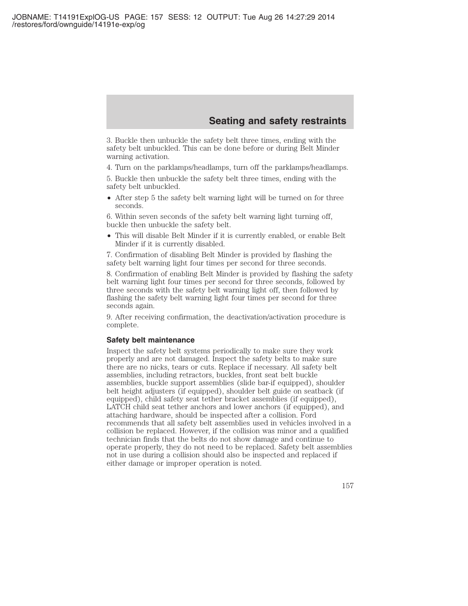 Seating and safety restraints | FORD 2002 Explorer v.2 User Manual | Page 157 / 328