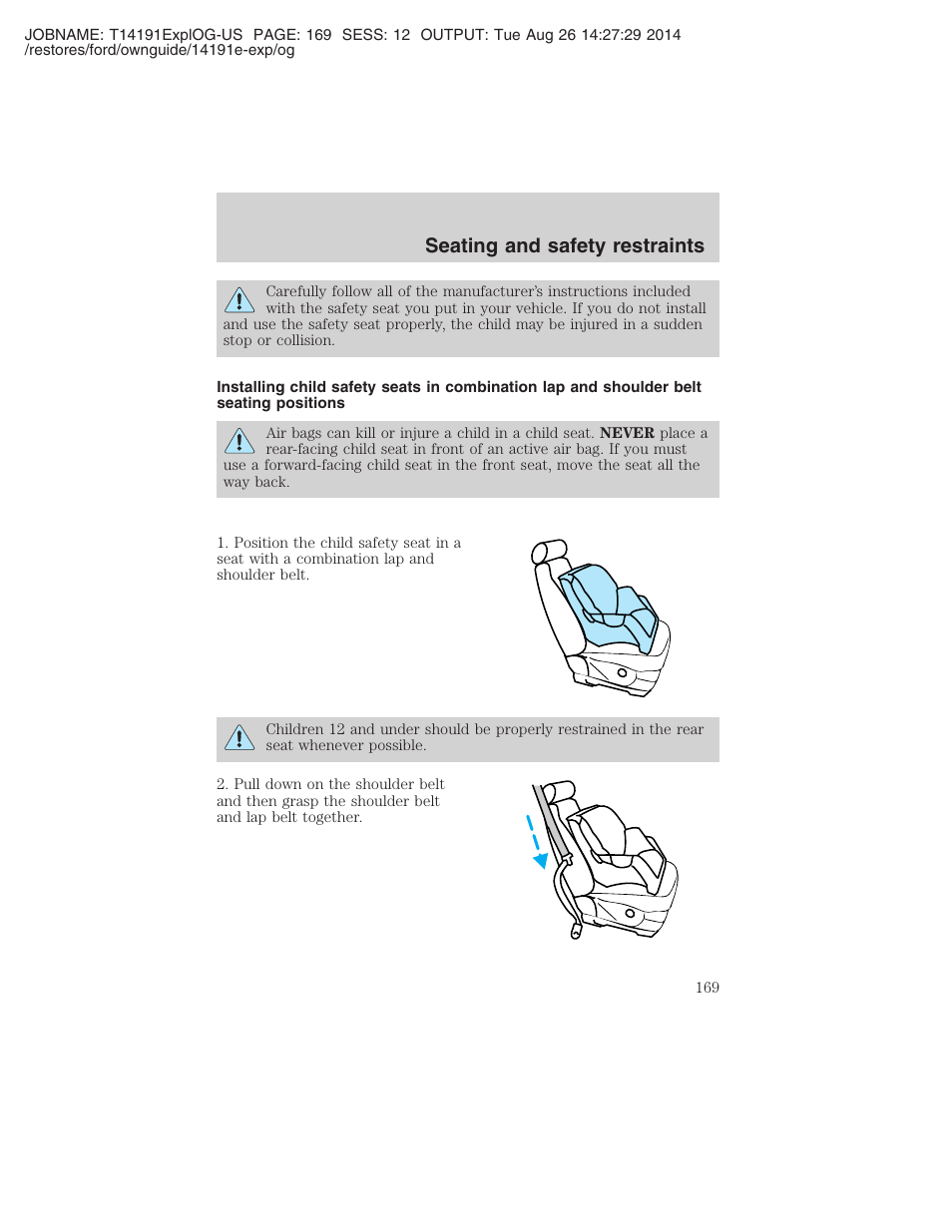 Seating and safety restraints | FORD 2002 Explorer v.2 User Manual | Page 169 / 328
