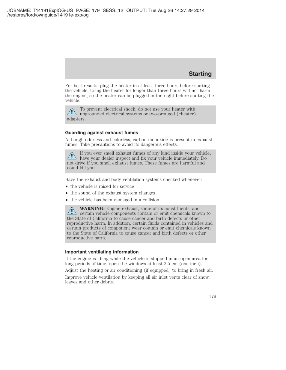 Starting | FORD 2002 Explorer v.2 User Manual | Page 179 / 328