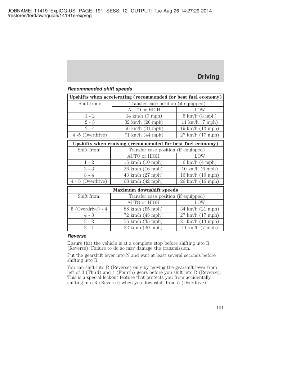Driving | FORD 2002 Explorer v.2 User Manual | Page 191 / 328