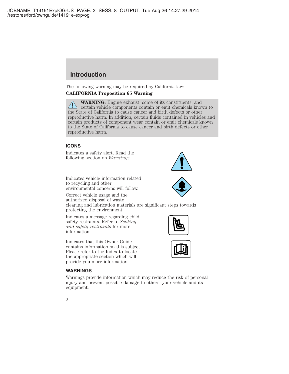 Introduction | FORD 2002 Explorer v.2 User Manual | Page 2 / 328