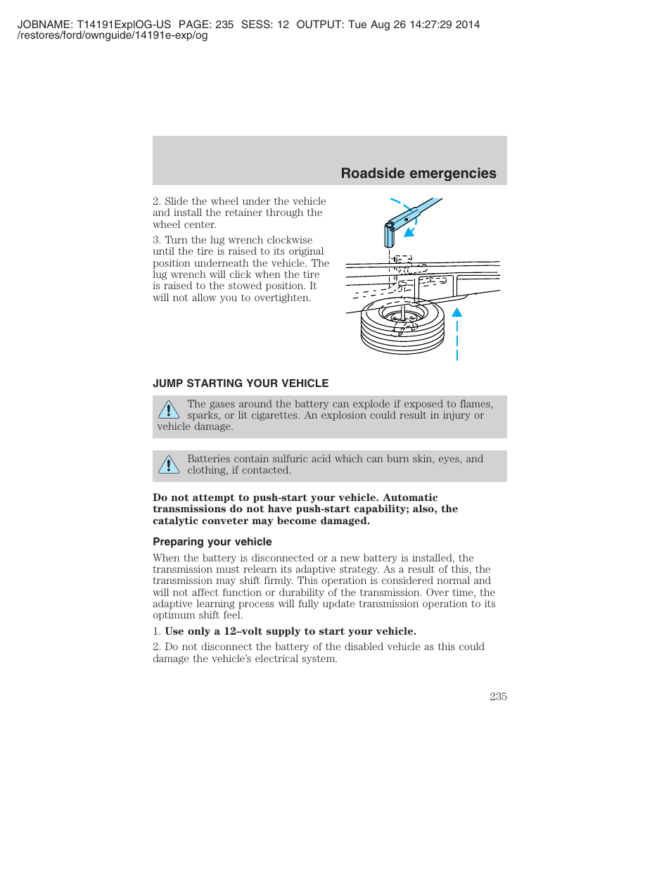 Roadside emergencies | FORD 2002 Explorer v.2 User Manual | Page 235 / 328