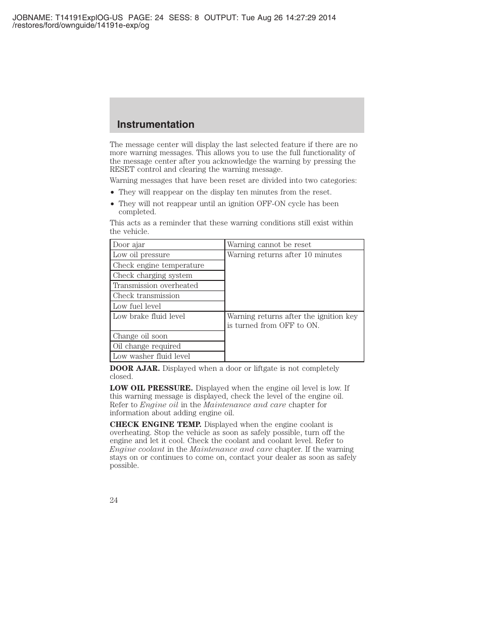 Instrumentation | FORD 2002 Explorer v.2 User Manual | Page 24 / 328