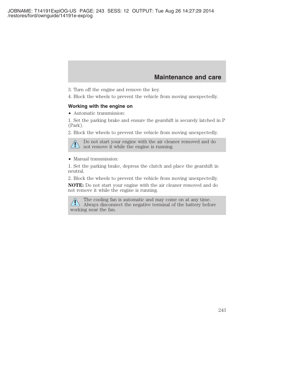 Maintenance and care | FORD 2002 Explorer v.2 User Manual | Page 243 / 328