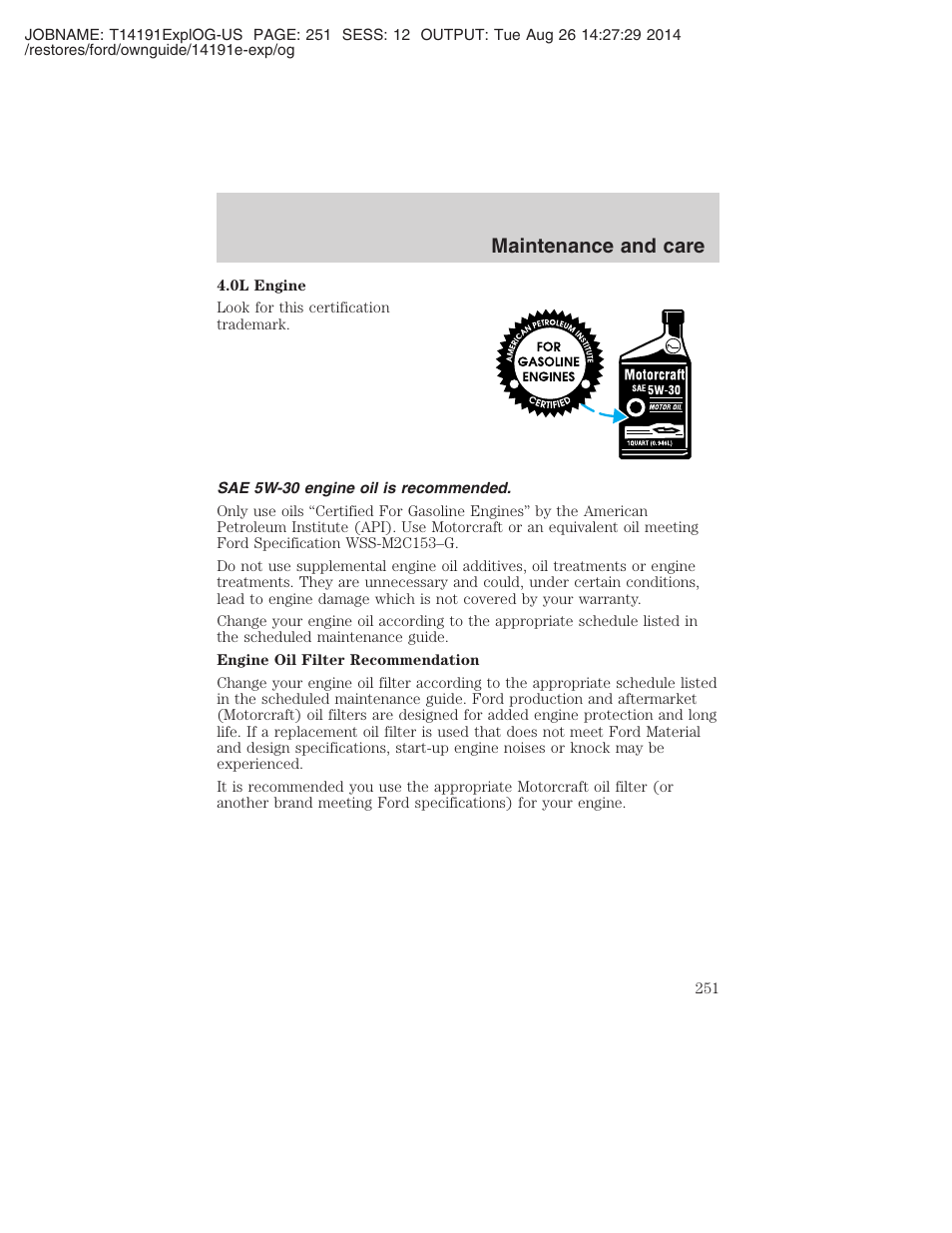 Maintenance and care | FORD 2002 Explorer v.2 User Manual | Page 251 / 328