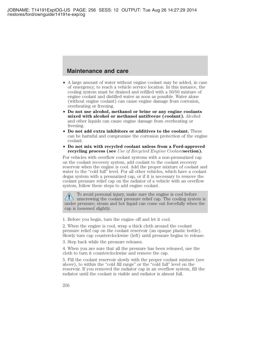 Maintenance and care | FORD 2002 Explorer v.2 User Manual | Page 256 / 328