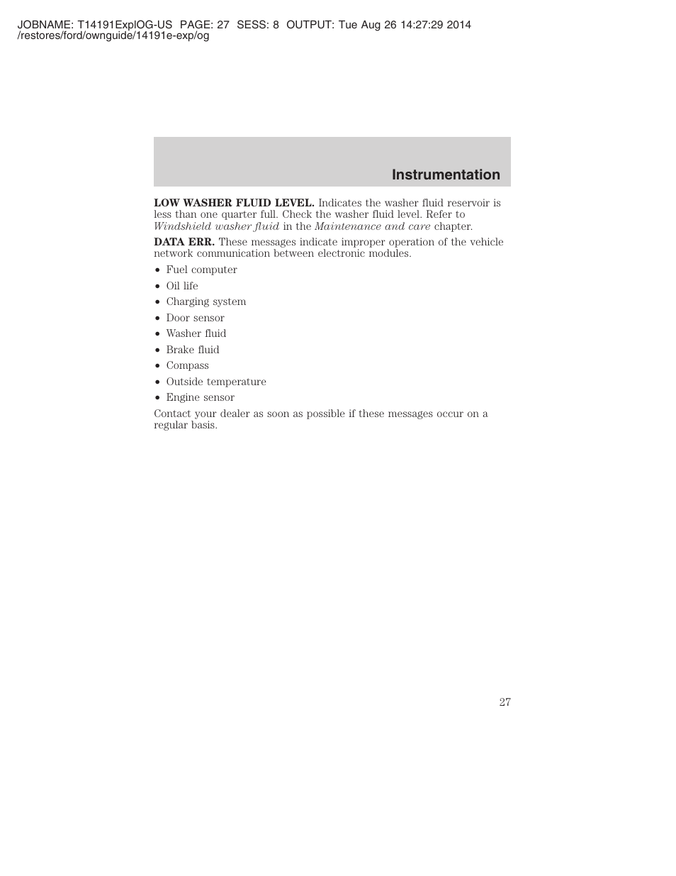 Instrumentation | FORD 2002 Explorer v.2 User Manual | Page 27 / 328