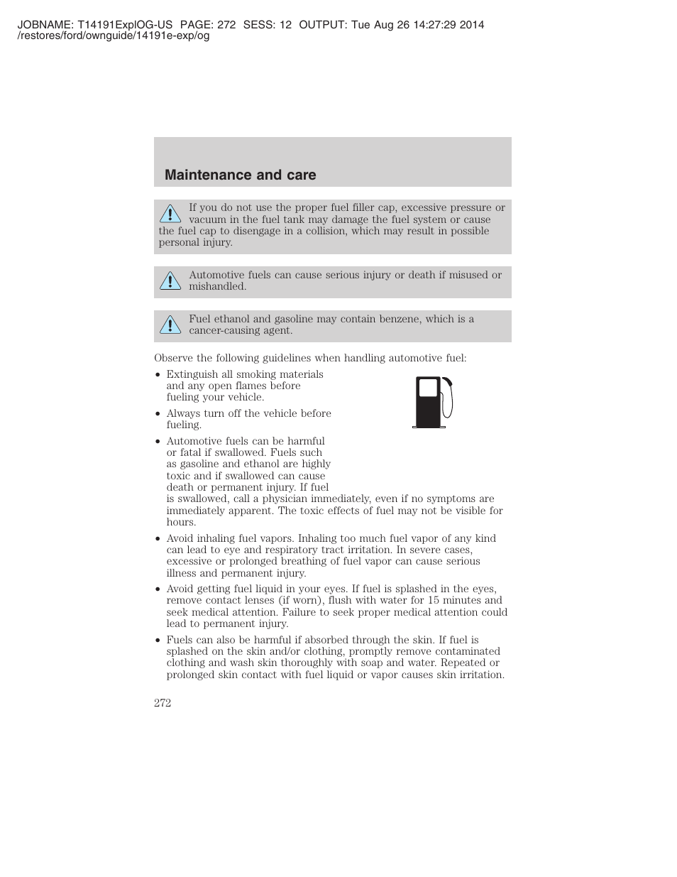 Maintenance and care | FORD 2002 Explorer v.2 User Manual | Page 272 / 328