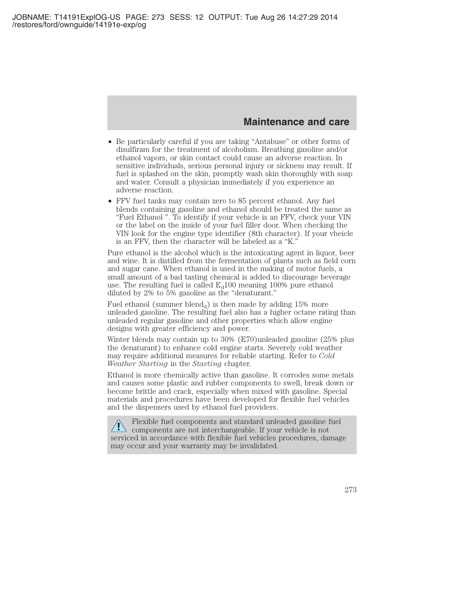 Maintenance and care | FORD 2002 Explorer v.2 User Manual | Page 273 / 328