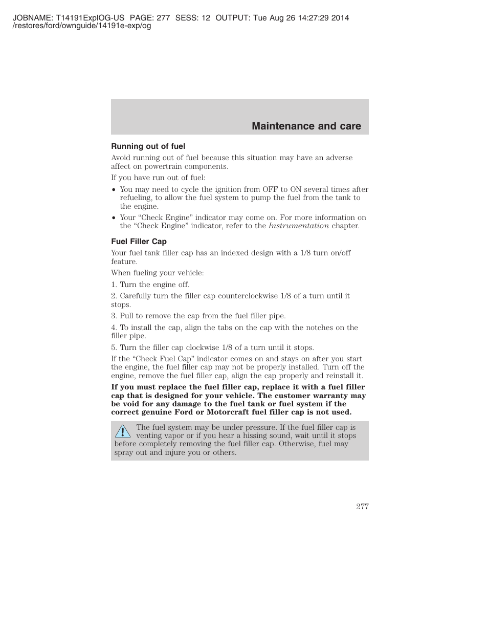 Maintenance and care | FORD 2002 Explorer v.2 User Manual | Page 277 / 328