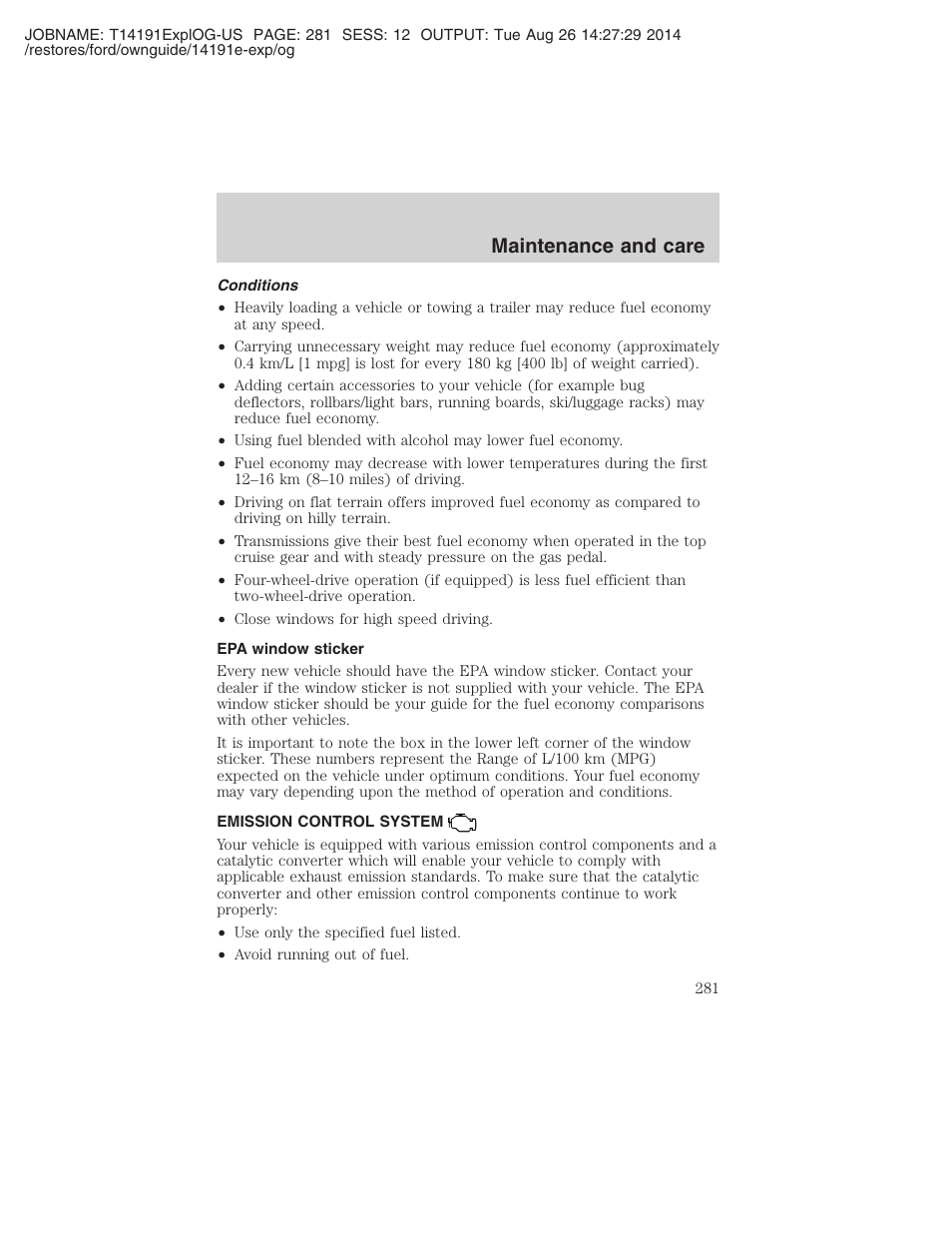 Maintenance and care | FORD 2002 Explorer v.2 User Manual | Page 281 / 328