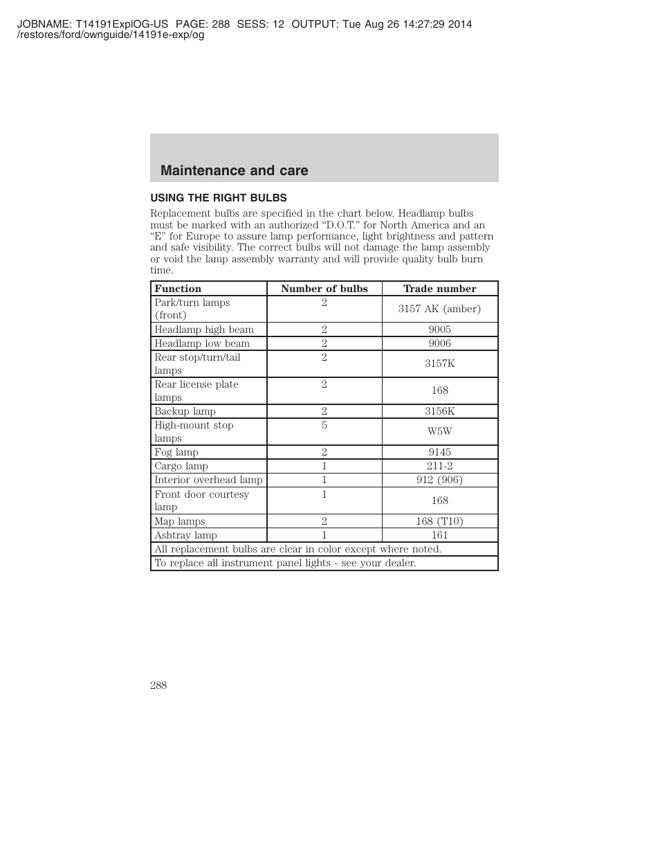 Maintenance and care | FORD 2002 Explorer v.2 User Manual | Page 288 / 328