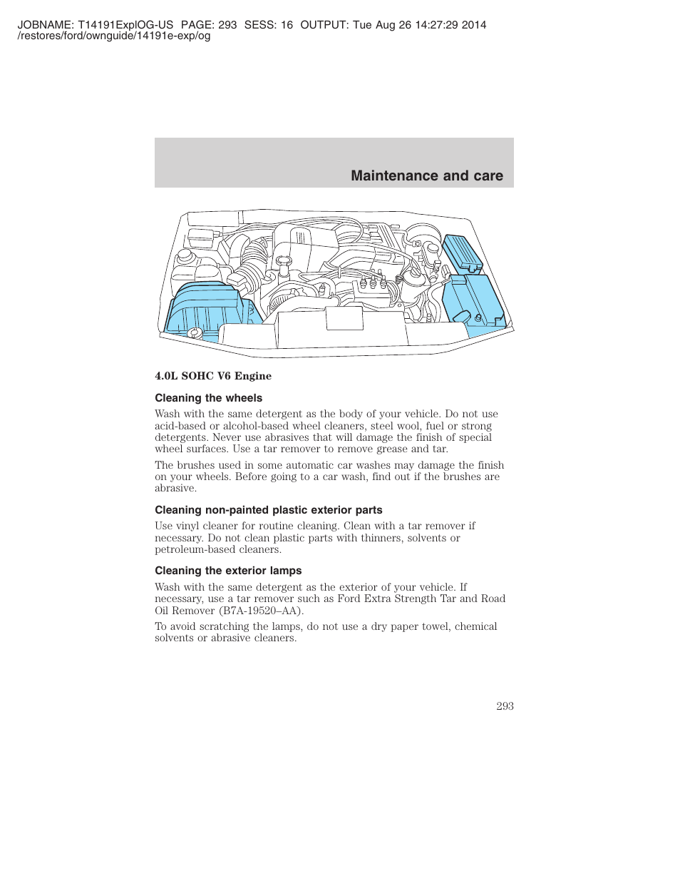 Maintenance and care | FORD 2002 Explorer v.2 User Manual | Page 293 / 328