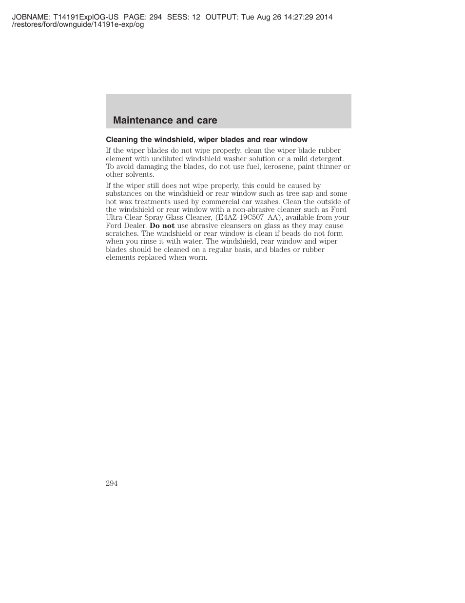 Maintenance and care | FORD 2002 Explorer v.2 User Manual | Page 294 / 328