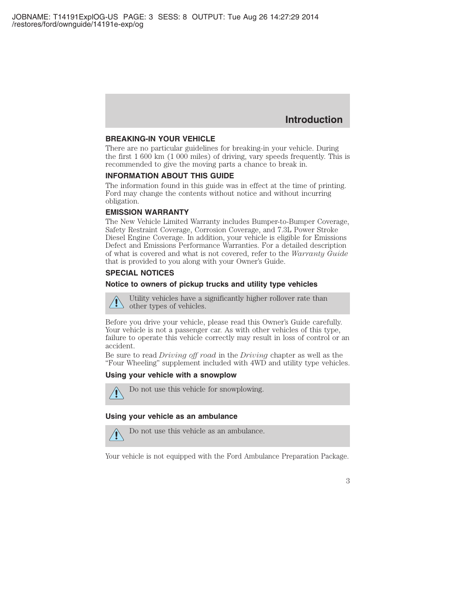Introduction | FORD 2002 Explorer v.2 User Manual | Page 3 / 328