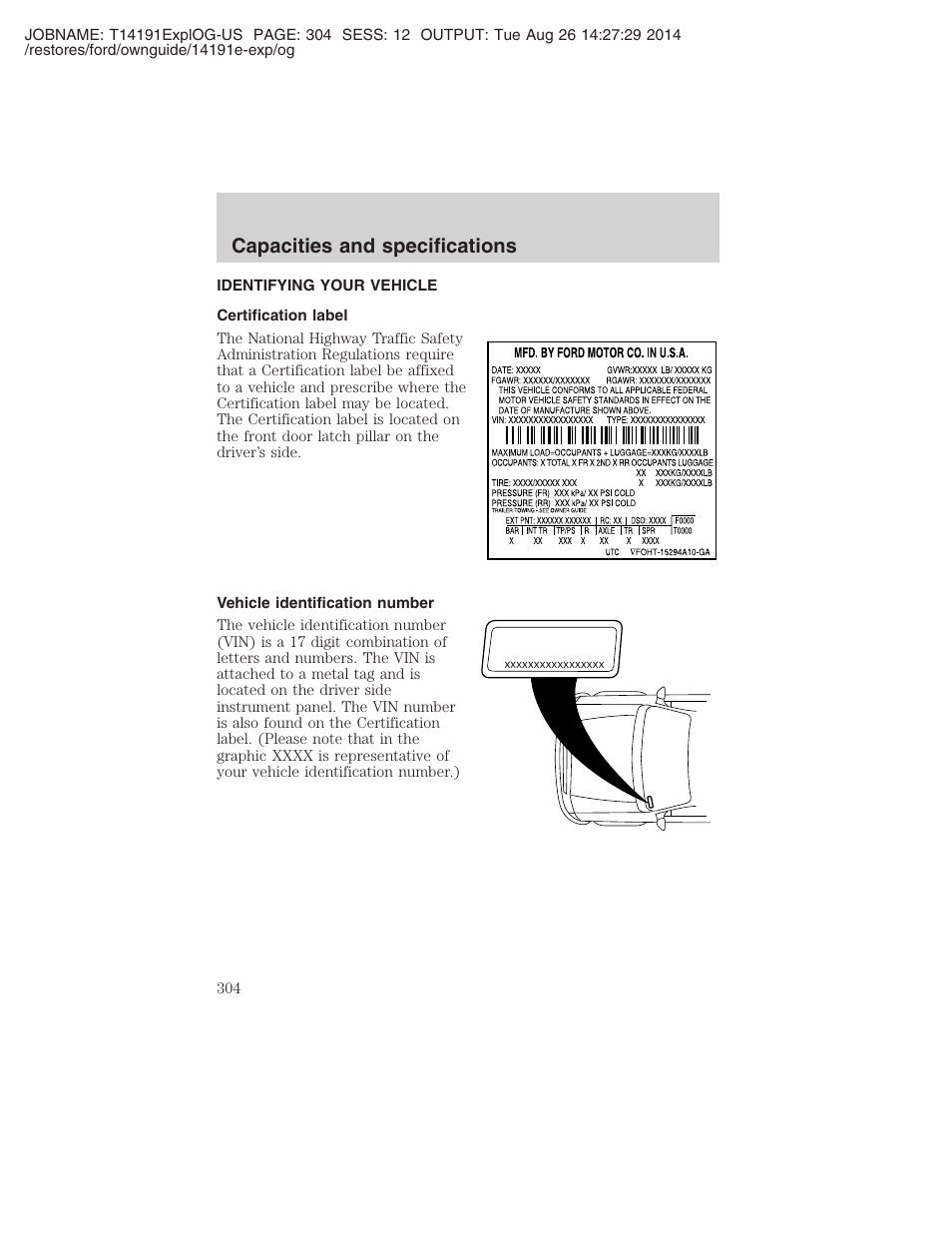 Capacities and specifications | FORD 2002 Explorer v.2 User Manual | Page 304 / 328