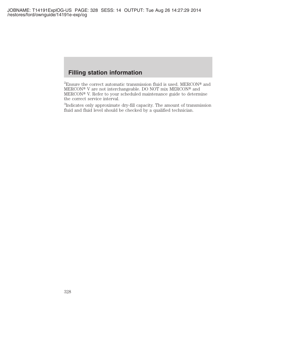 Filling station information | FORD 2002 Explorer v.2 User Manual | Page 328 / 328
