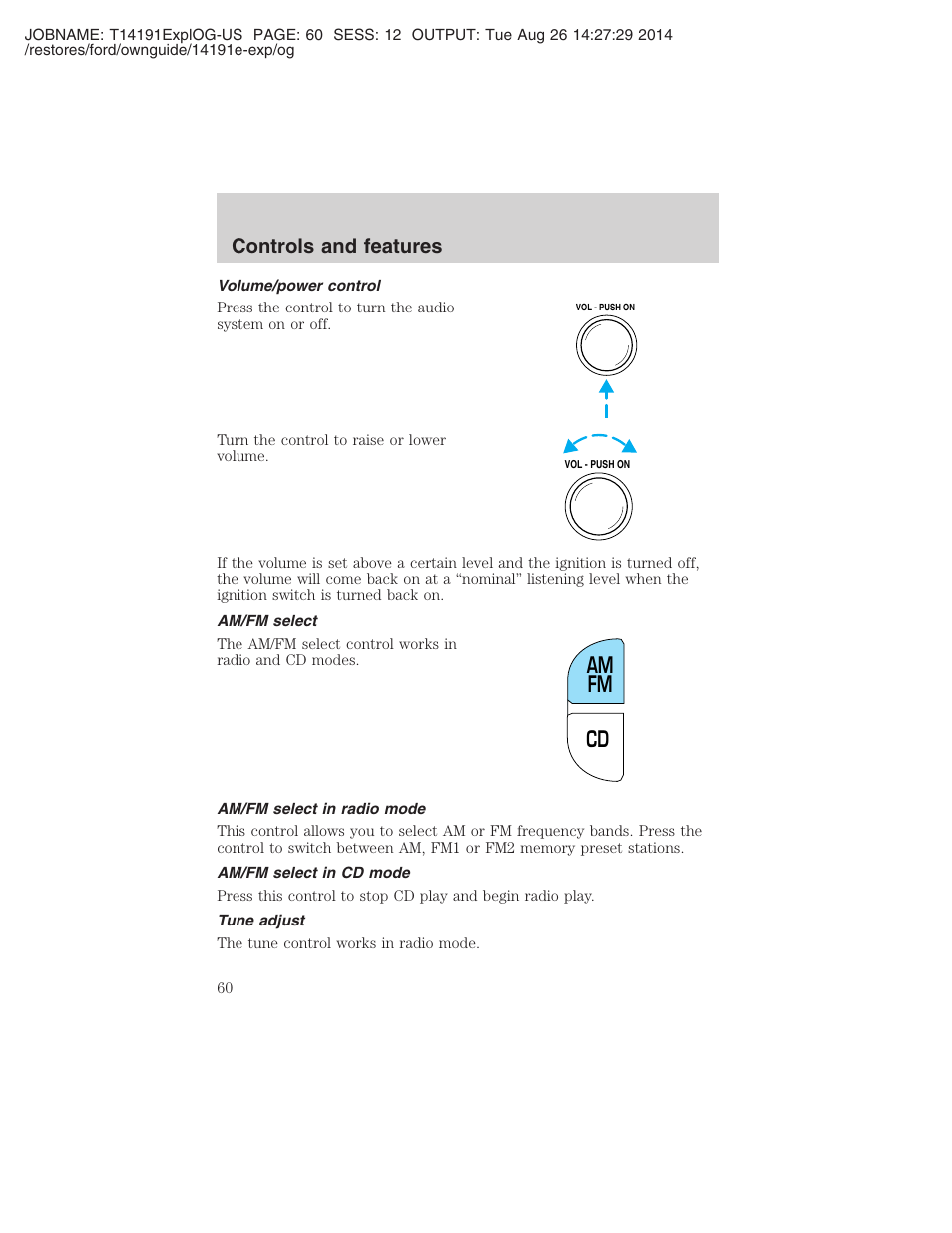 Cd am fm, Controls and features | FORD 2002 Explorer v.2 User Manual | Page 60 / 328