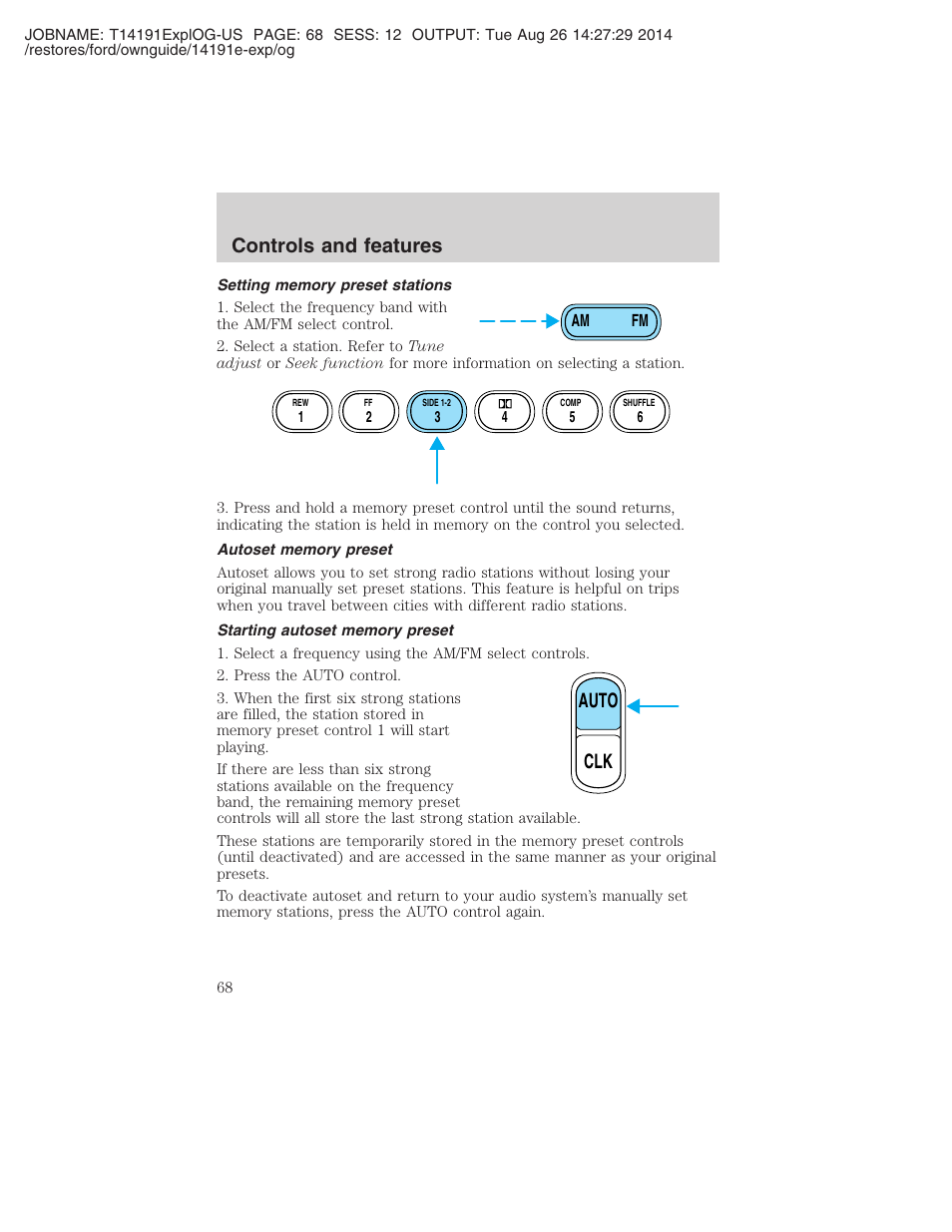 Auto clk controls and features | FORD 2002 Explorer v.2 User Manual | Page 68 / 328