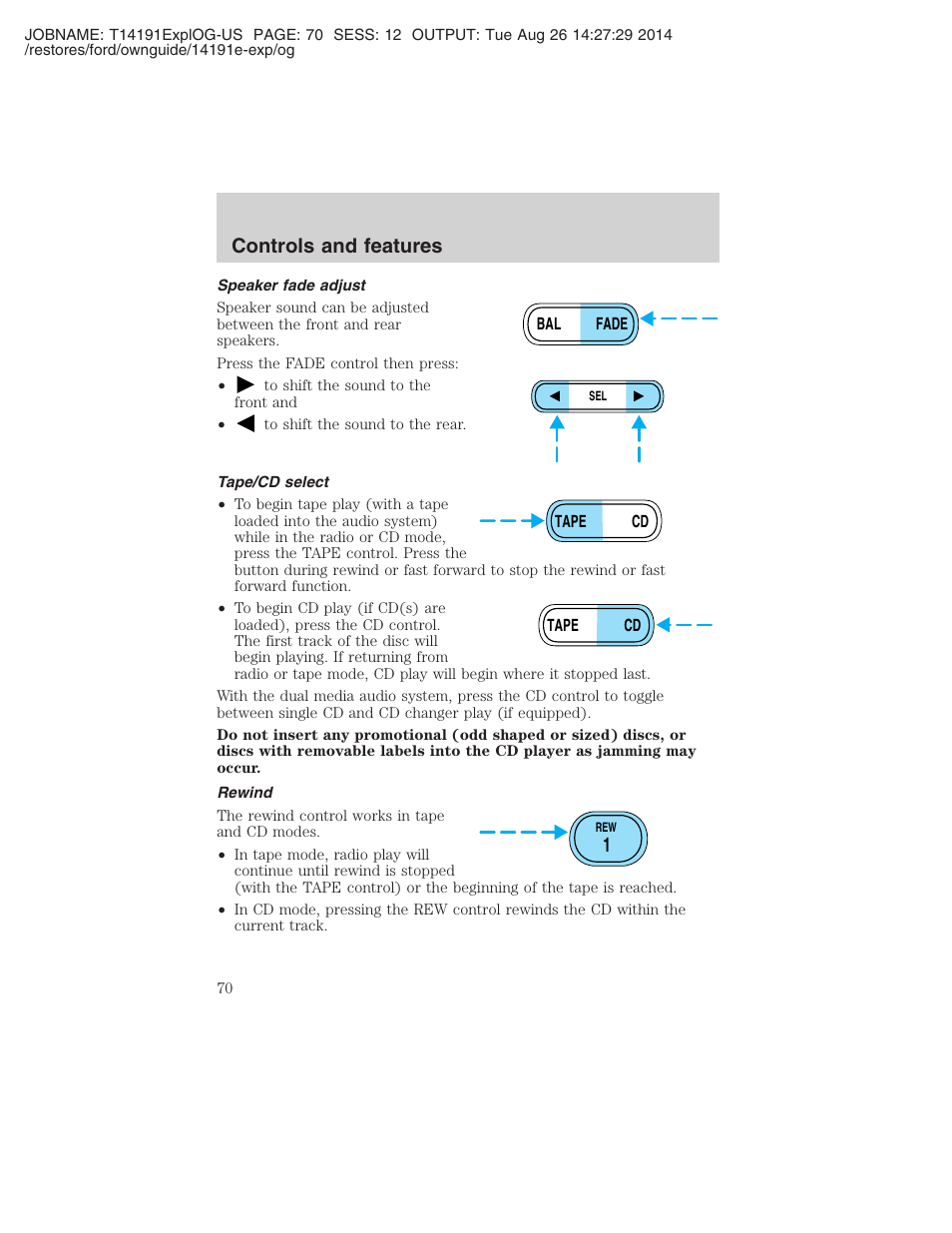 Controls and features | FORD 2002 Explorer v.2 User Manual | Page 70 / 328