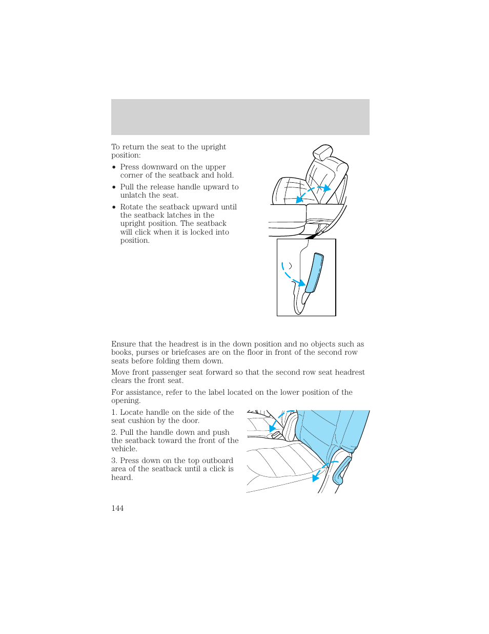 Seating and safety restraints | FORD 2002 Explorer v.3 User Manual | Page 144 / 336