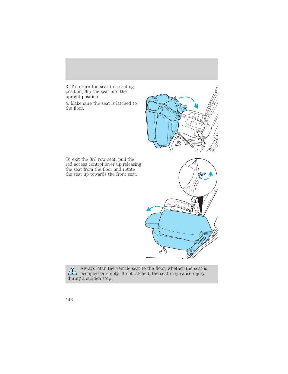 Seating and safety restraints | FORD 2002 Explorer v.3 User Manual | Page 146 / 336