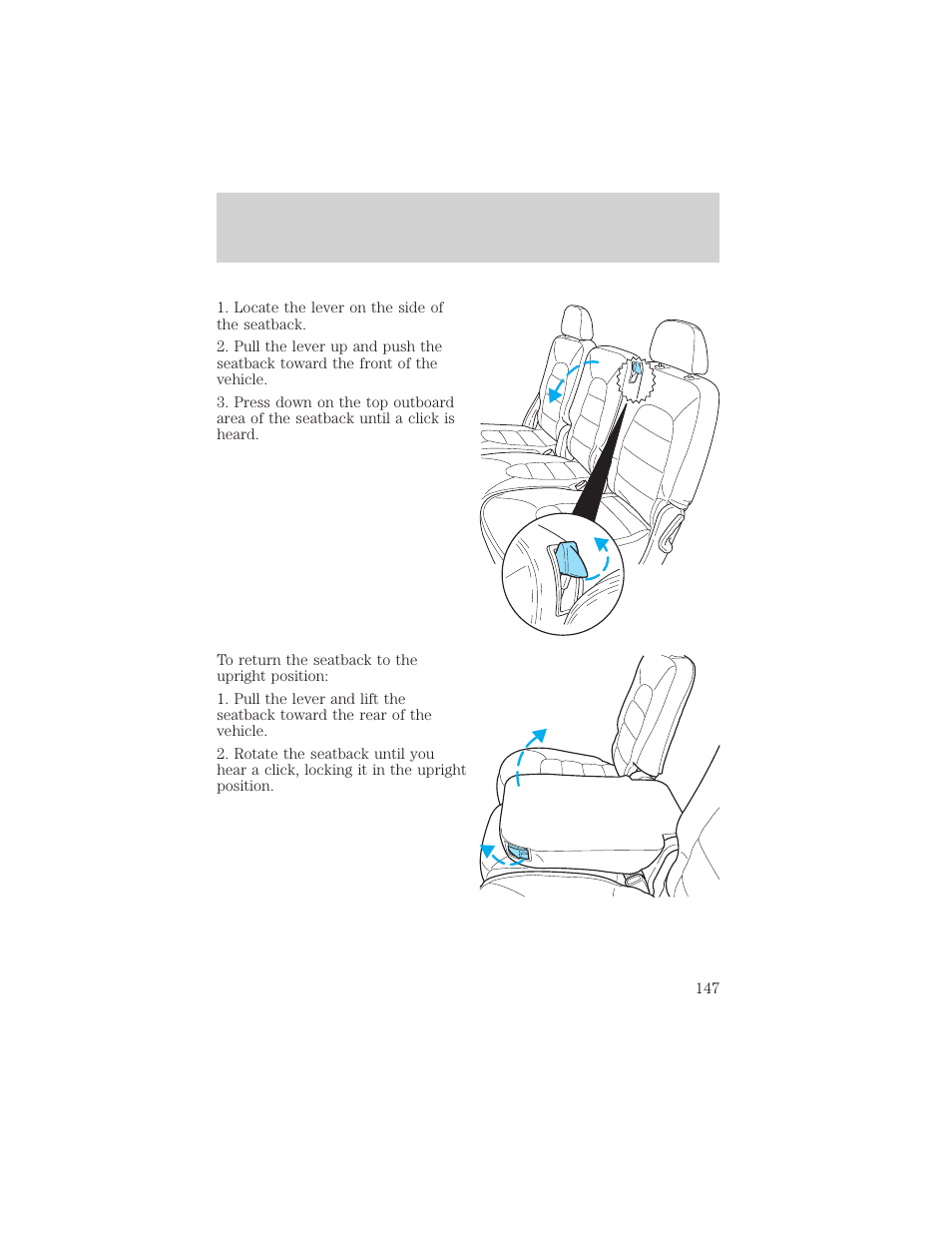 Seating and safety restraints | FORD 2002 Explorer v.3 User Manual | Page 147 / 336