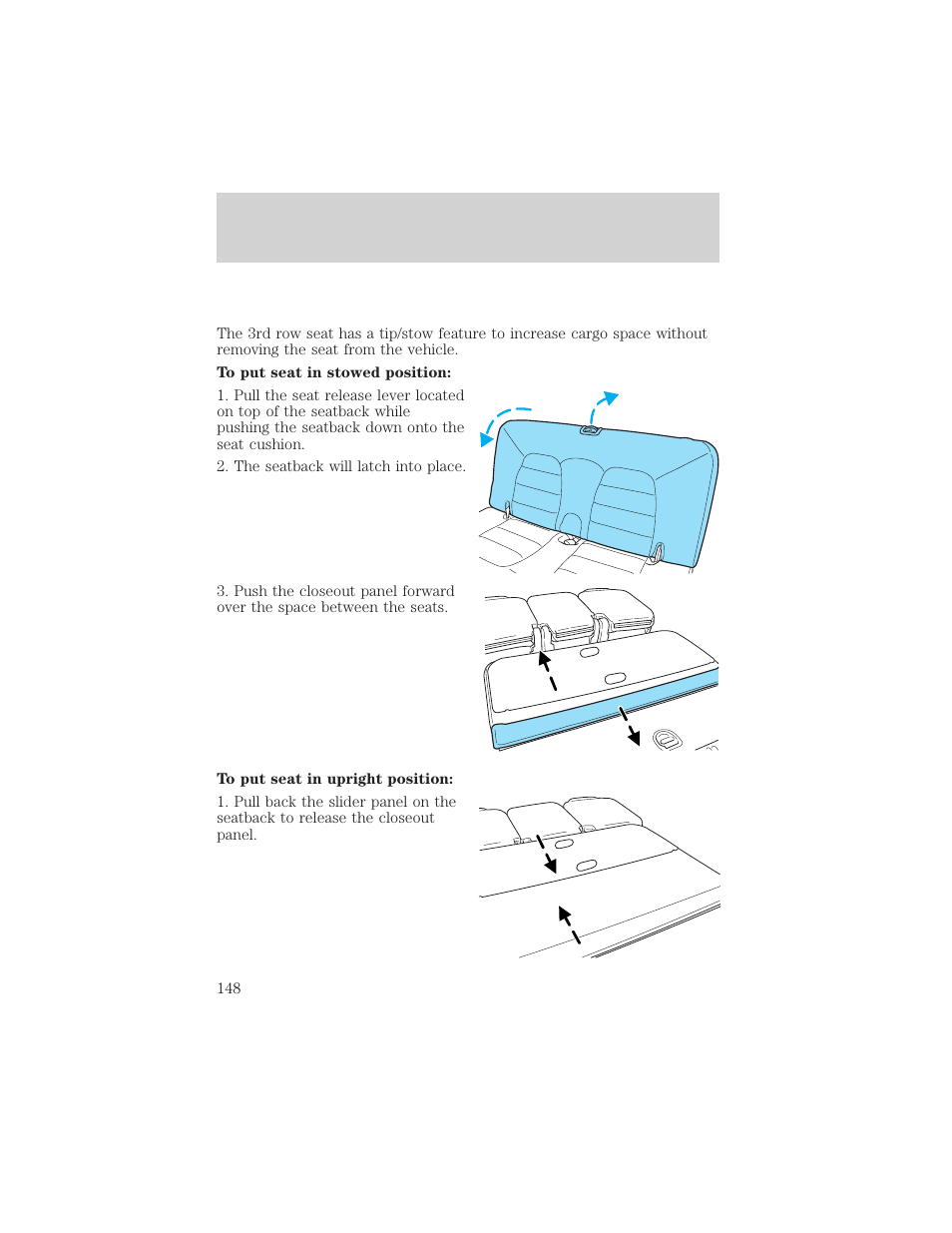 Seating and safety restraints | FORD 2002 Explorer v.3 User Manual | Page 148 / 336