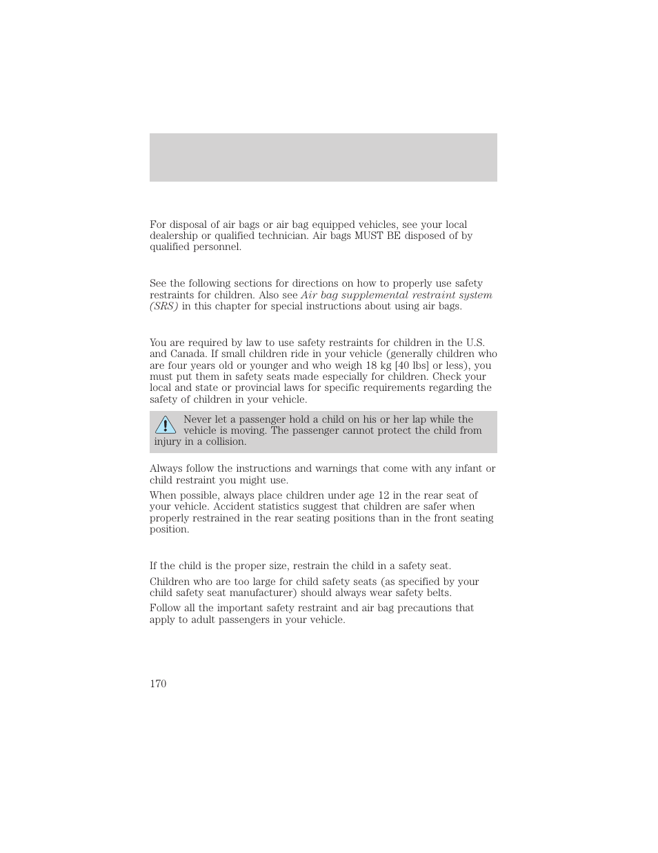 Seating and safety restraints | FORD 2002 Explorer v.3 User Manual | Page 170 / 336