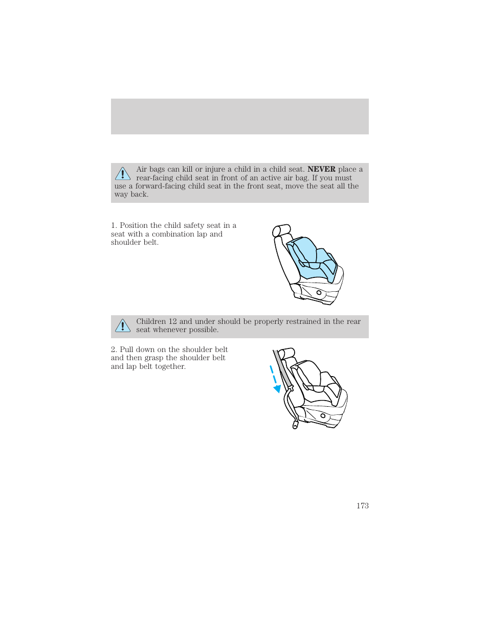 Seating and safety restraints | FORD 2002 Explorer v.3 User Manual | Page 173 / 336