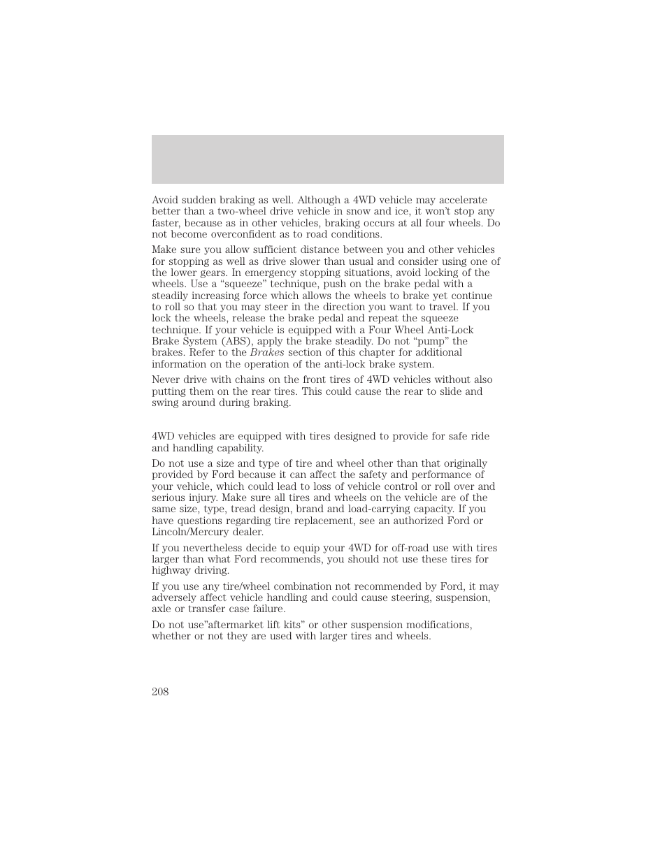Driving | FORD 2002 Explorer v.3 User Manual | Page 208 / 336