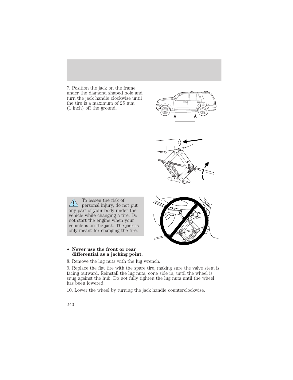 Roadside emergencies | FORD 2002 Explorer v.3 User Manual | Page 240 / 336