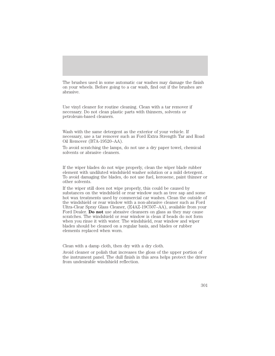 Maintenance and care | FORD 2002 Explorer v.3 User Manual | Page 301 / 336