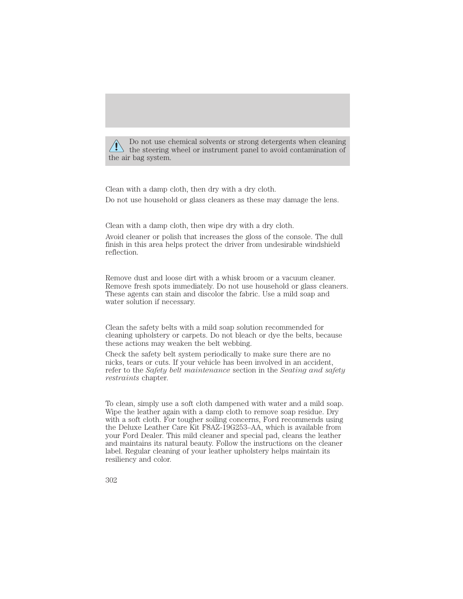 Maintenance and care | FORD 2002 Explorer v.3 User Manual | Page 302 / 336