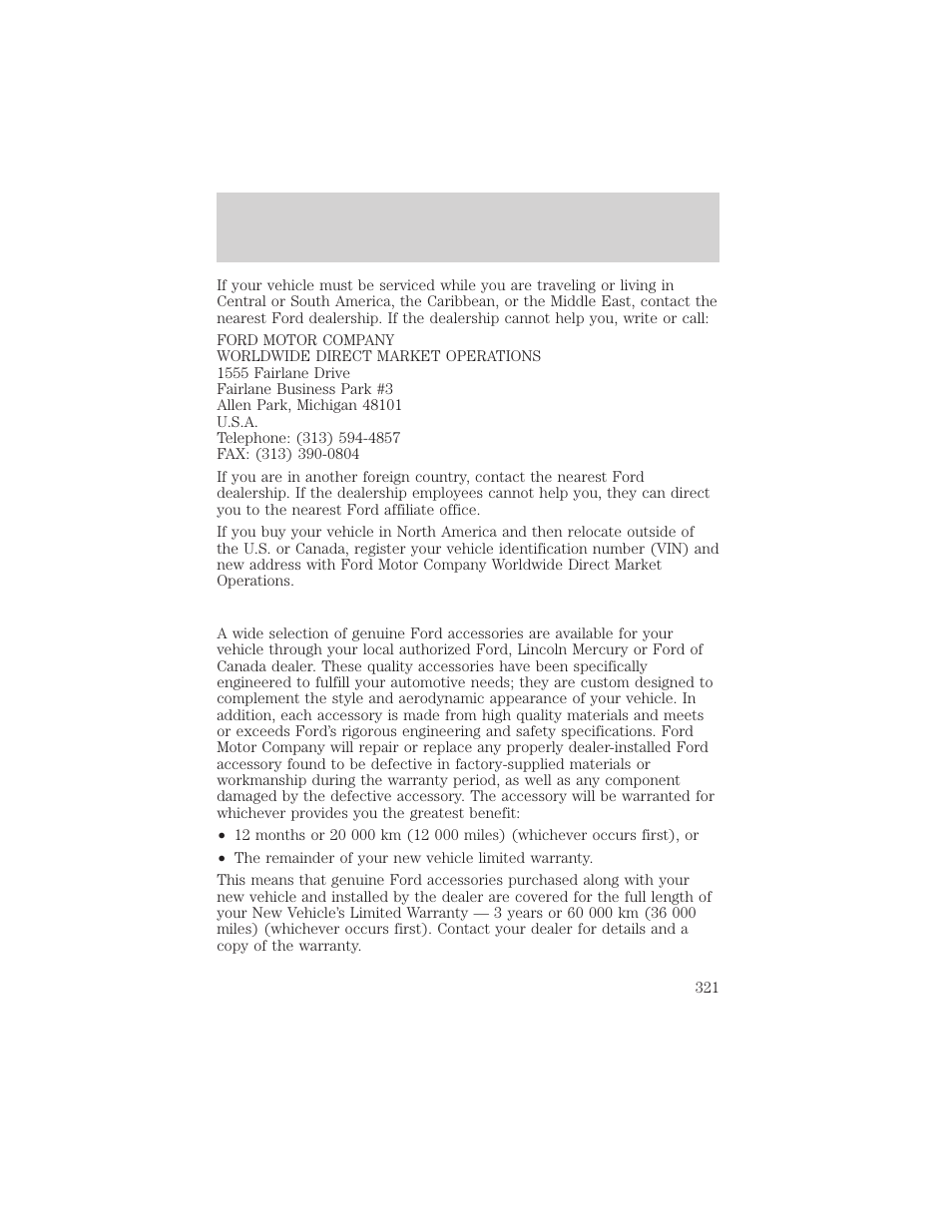 Customer assistance | FORD 2002 Explorer v.3 User Manual | Page 321 / 336