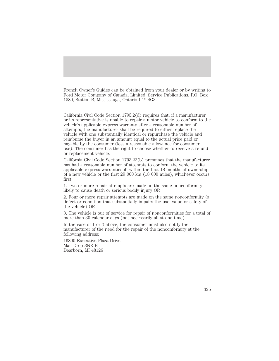 Customer assistance | FORD 2002 Explorer v.3 User Manual | Page 325 / 336