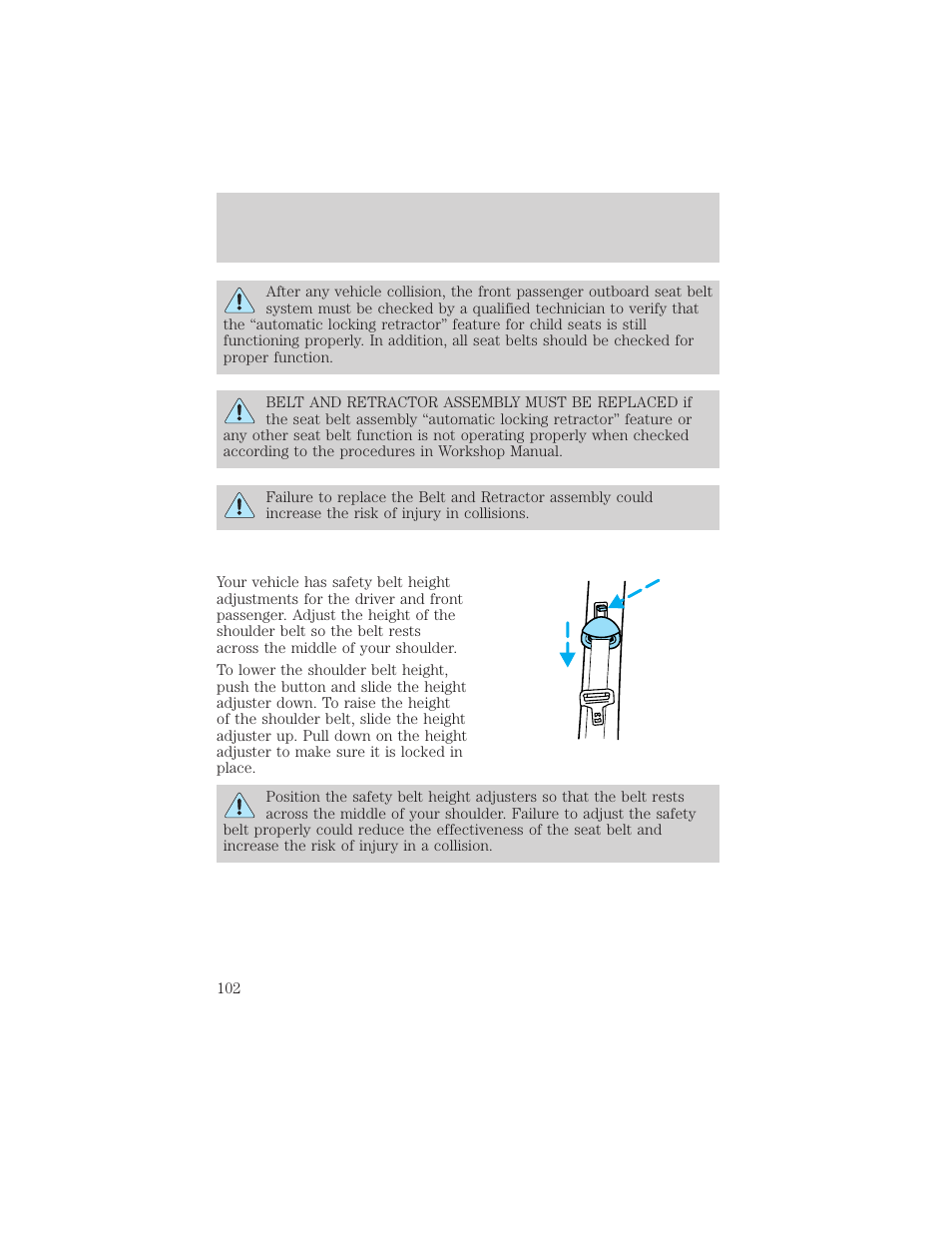 Seating and safety restraints | FORD 2002 Explorer Sport Trac v.1 User Manual | Page 102 / 264