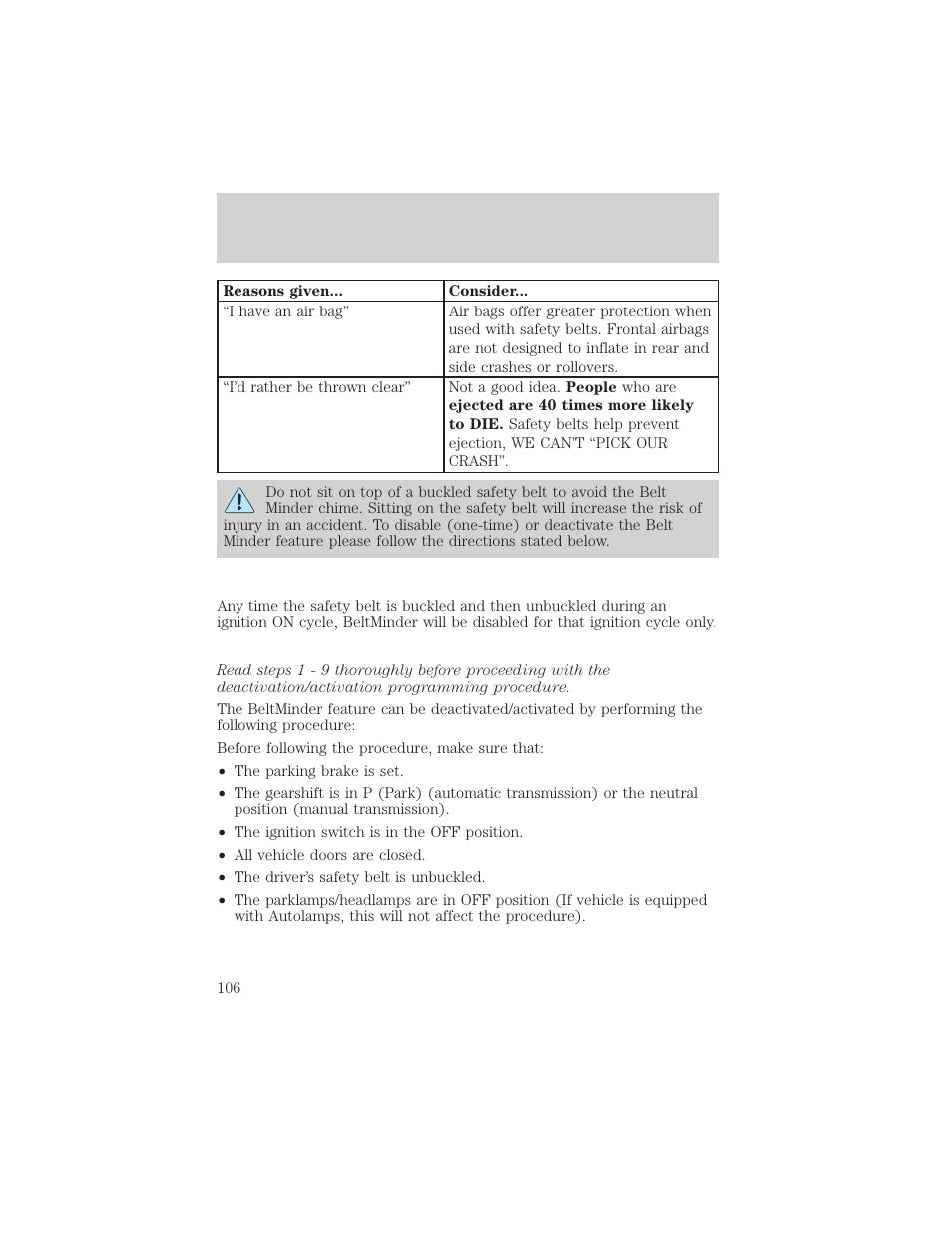 Seating and safety restraints | FORD 2002 Explorer Sport Trac v.1 User Manual | Page 106 / 264