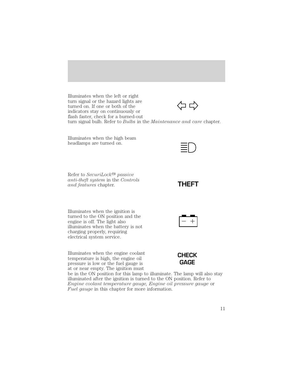 Theft, Instrumentation | FORD 2002 Explorer Sport Trac v.1 User Manual | Page 11 / 264