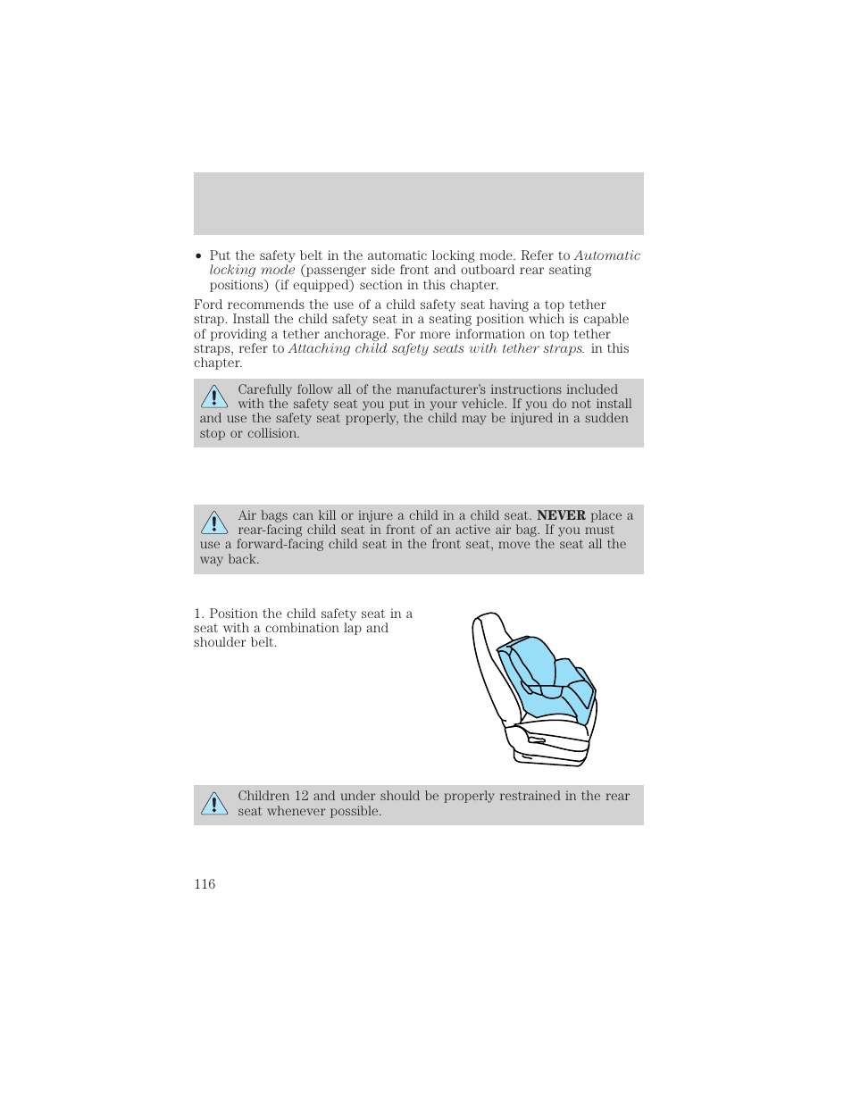 Seating and safety restraints | FORD 2002 Explorer Sport Trac v.1 User Manual | Page 116 / 264