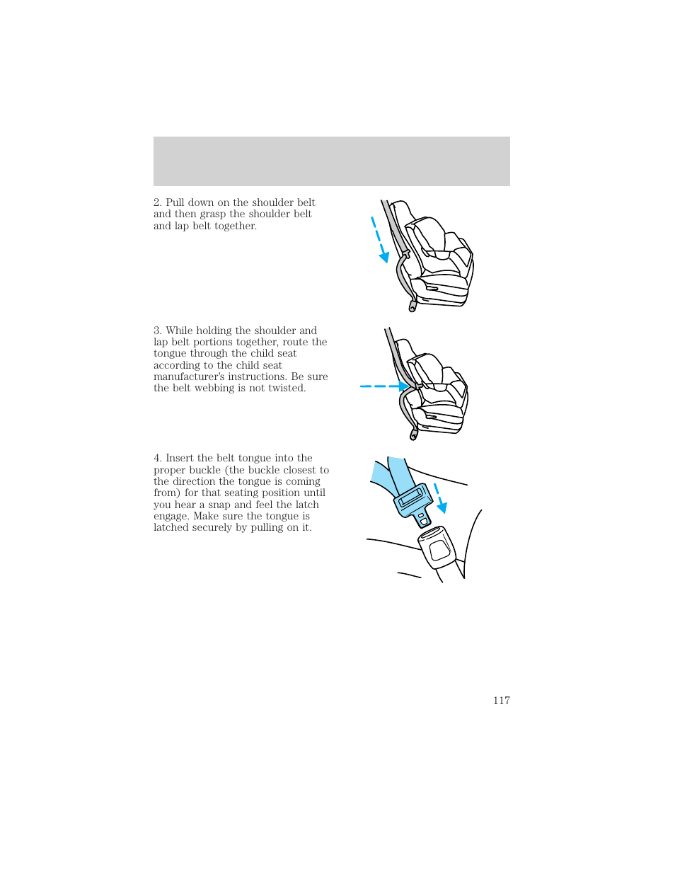 Seating and safety restraints | FORD 2002 Explorer Sport Trac v.1 User Manual | Page 117 / 264