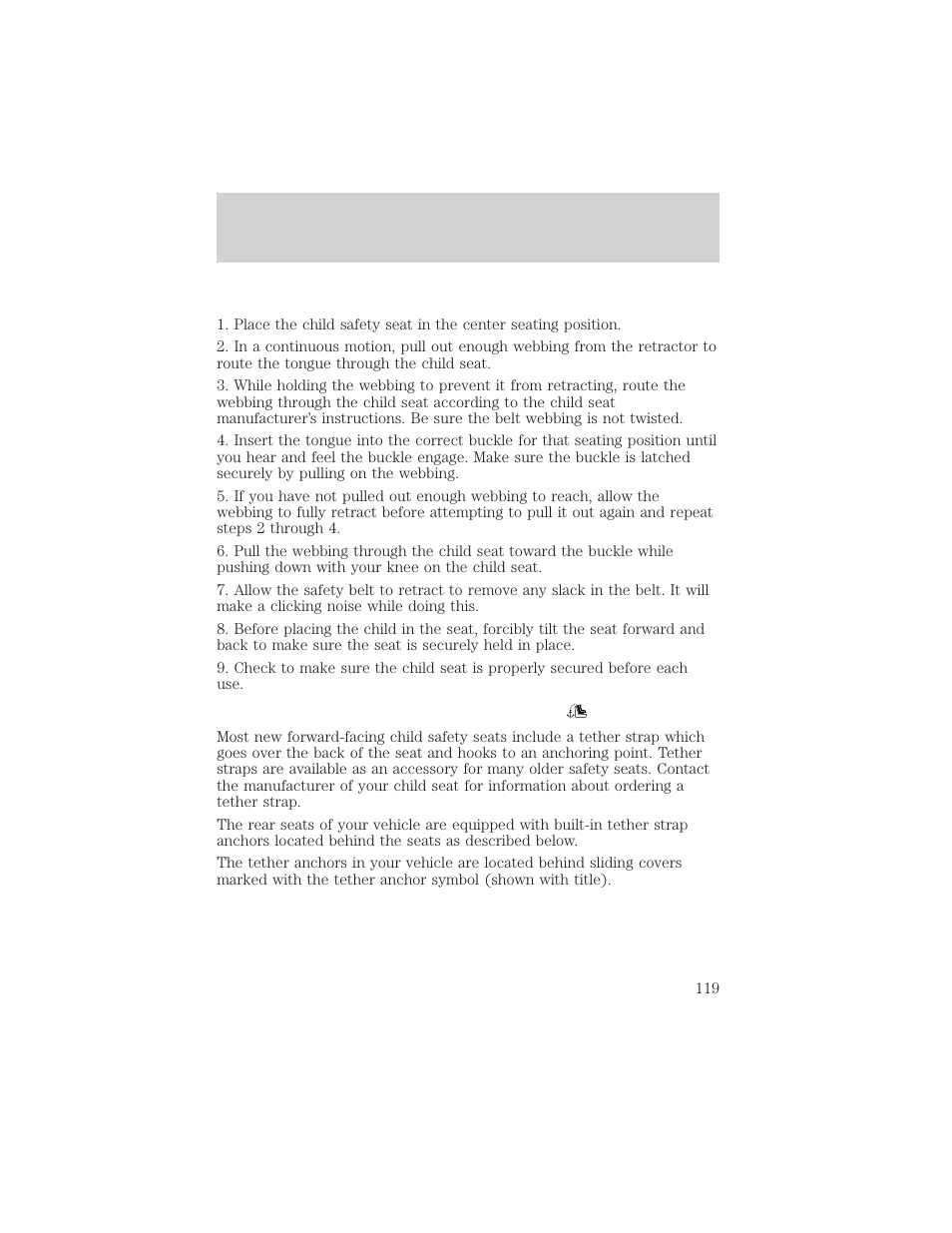 Seating and safety restraints | FORD 2002 Explorer Sport Trac v.1 User Manual | Page 119 / 264