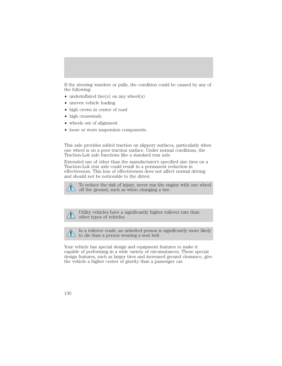 Driving | FORD 2002 Explorer Sport Trac v.1 User Manual | Page 130 / 264