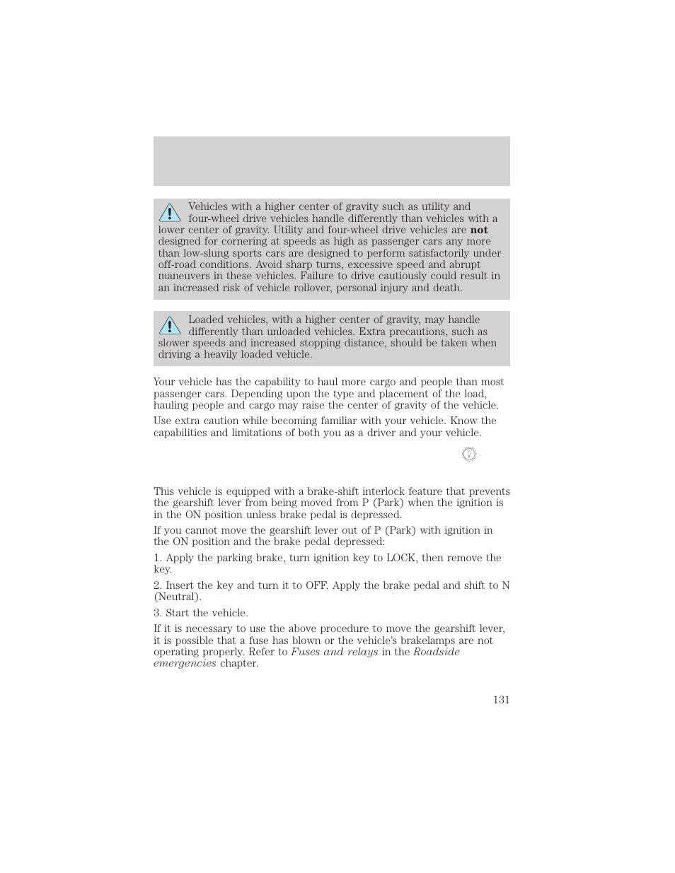 Driving | FORD 2002 Explorer Sport Trac v.1 User Manual | Page 131 / 264
