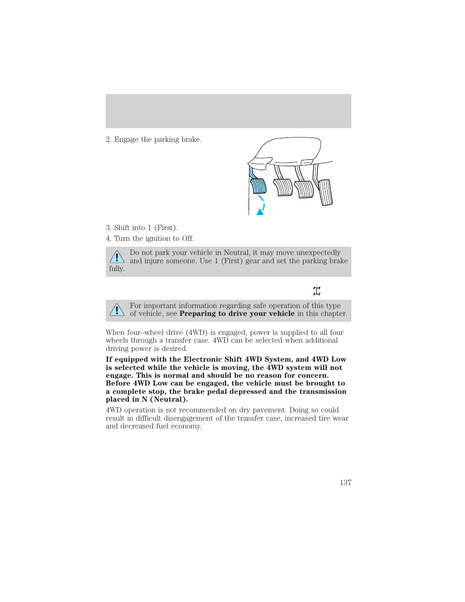 Driving | FORD 2002 Explorer Sport Trac v.1 User Manual | Page 137 / 264