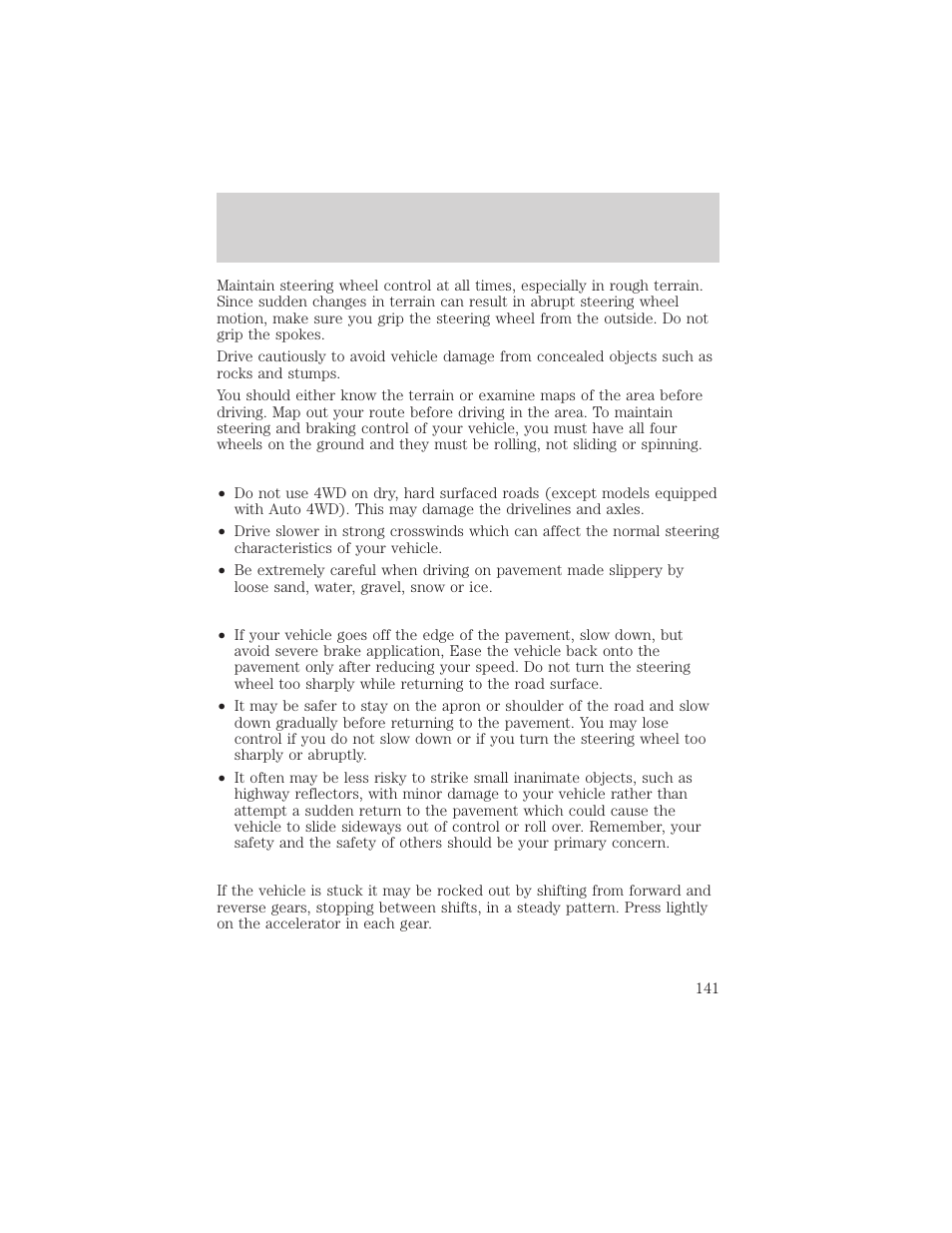 Driving | FORD 2002 Explorer Sport Trac v.1 User Manual | Page 141 / 264