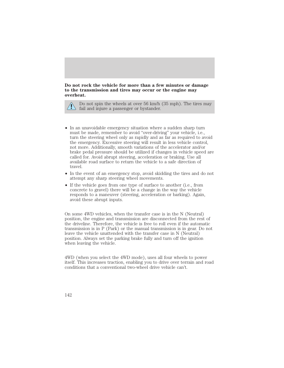 Driving | FORD 2002 Explorer Sport Trac v.1 User Manual | Page 142 / 264