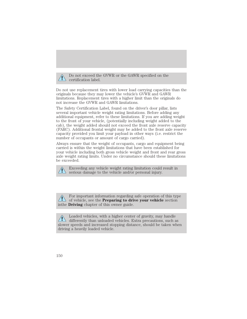 Driving | FORD 2002 Explorer Sport Trac v.1 User Manual | Page 150 / 264