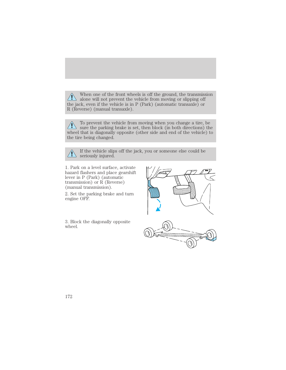 Roadside emergencies | FORD 2002 Explorer Sport Trac v.1 User Manual | Page 172 / 264