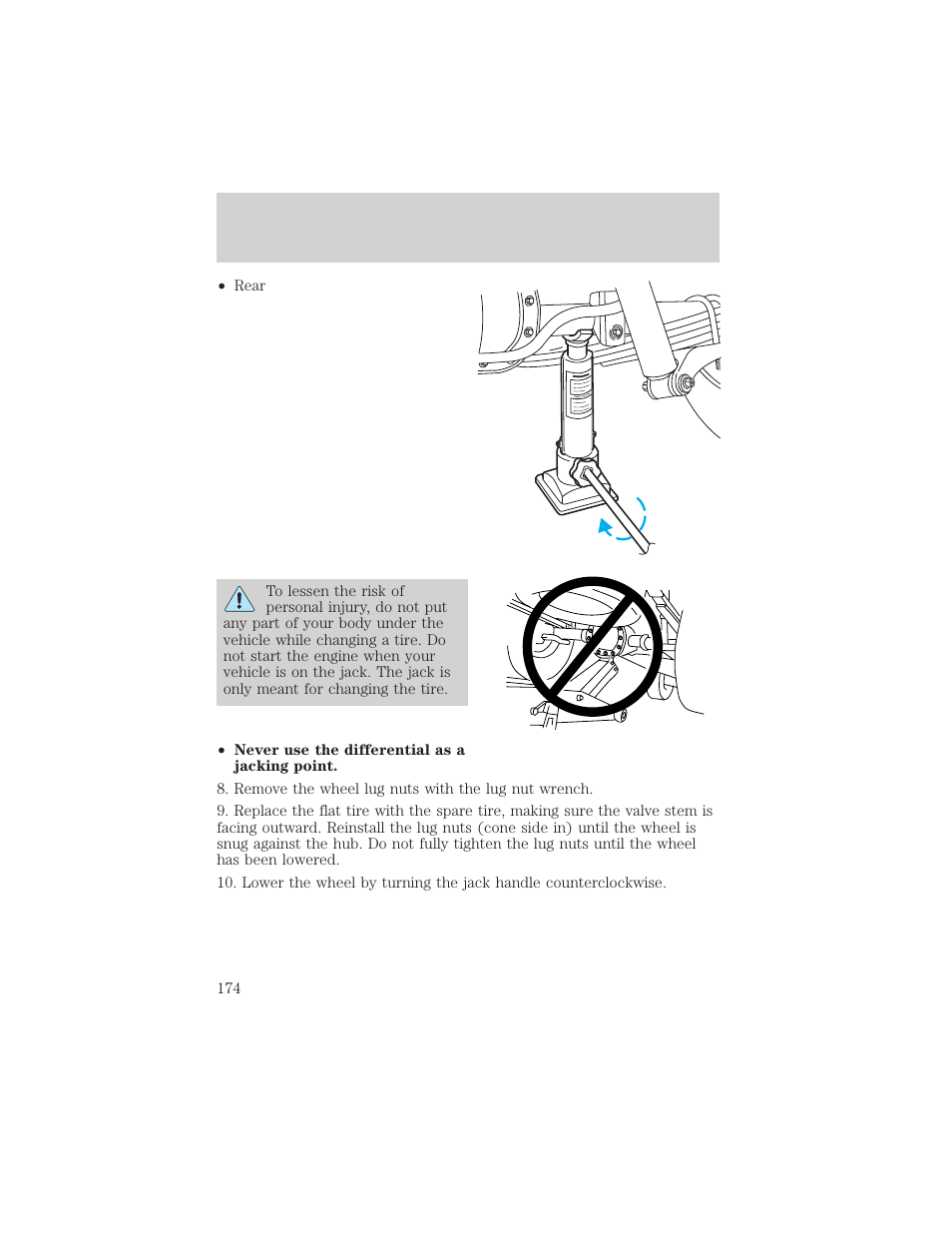 Roadside emergencies | FORD 2002 Explorer Sport Trac v.1 User Manual | Page 174 / 264